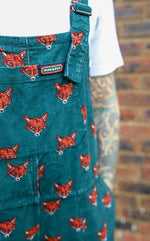 Fox Print Stretch Corduroy Dungarees by Run and Fly