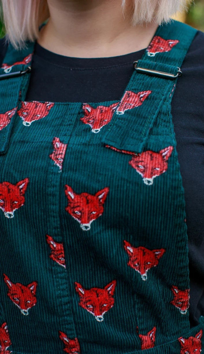 Fox Print Dungaree Pinafore Dress by Run and Fly