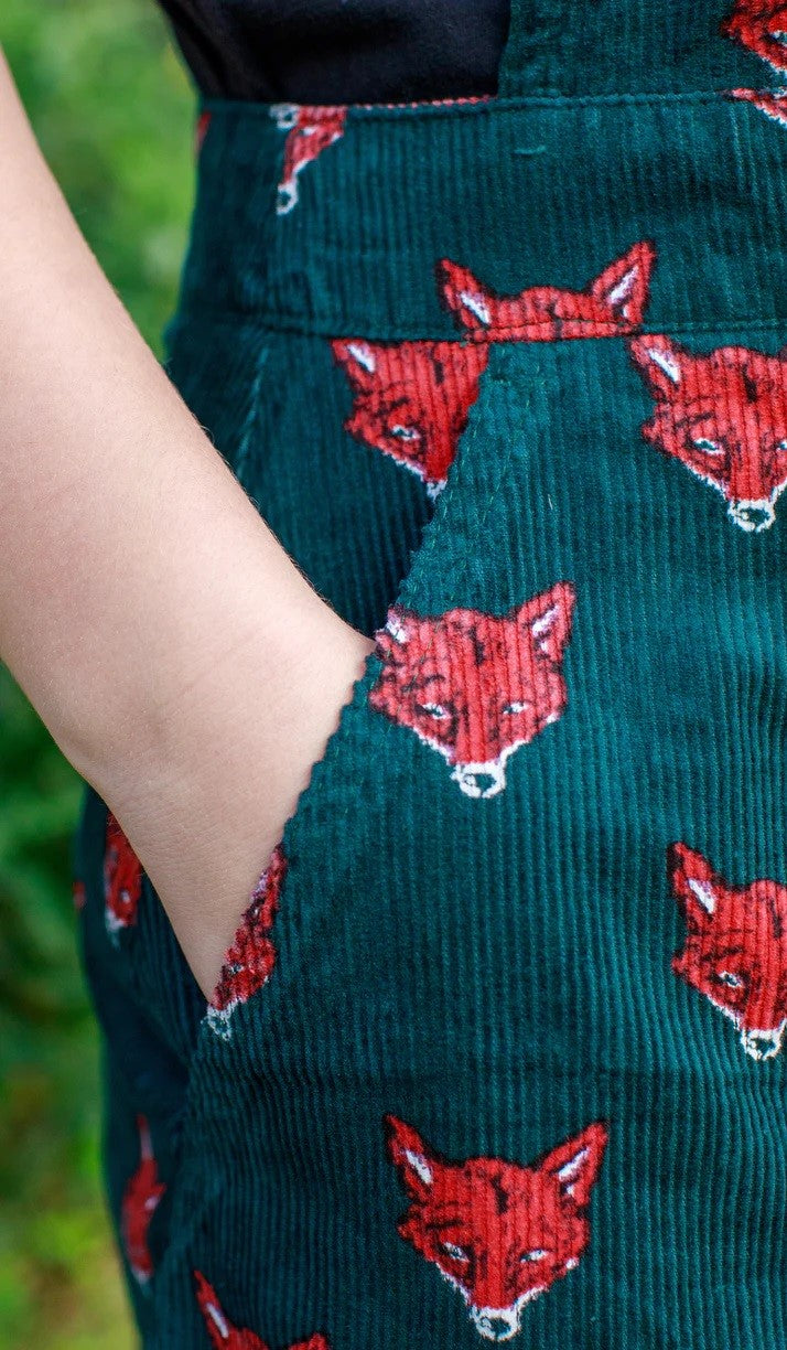 Fox Print Dungaree Pinafore Dress by Run and Fly