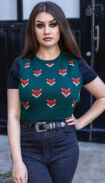 Green Fox Cropped Tank Top by Run and Fly