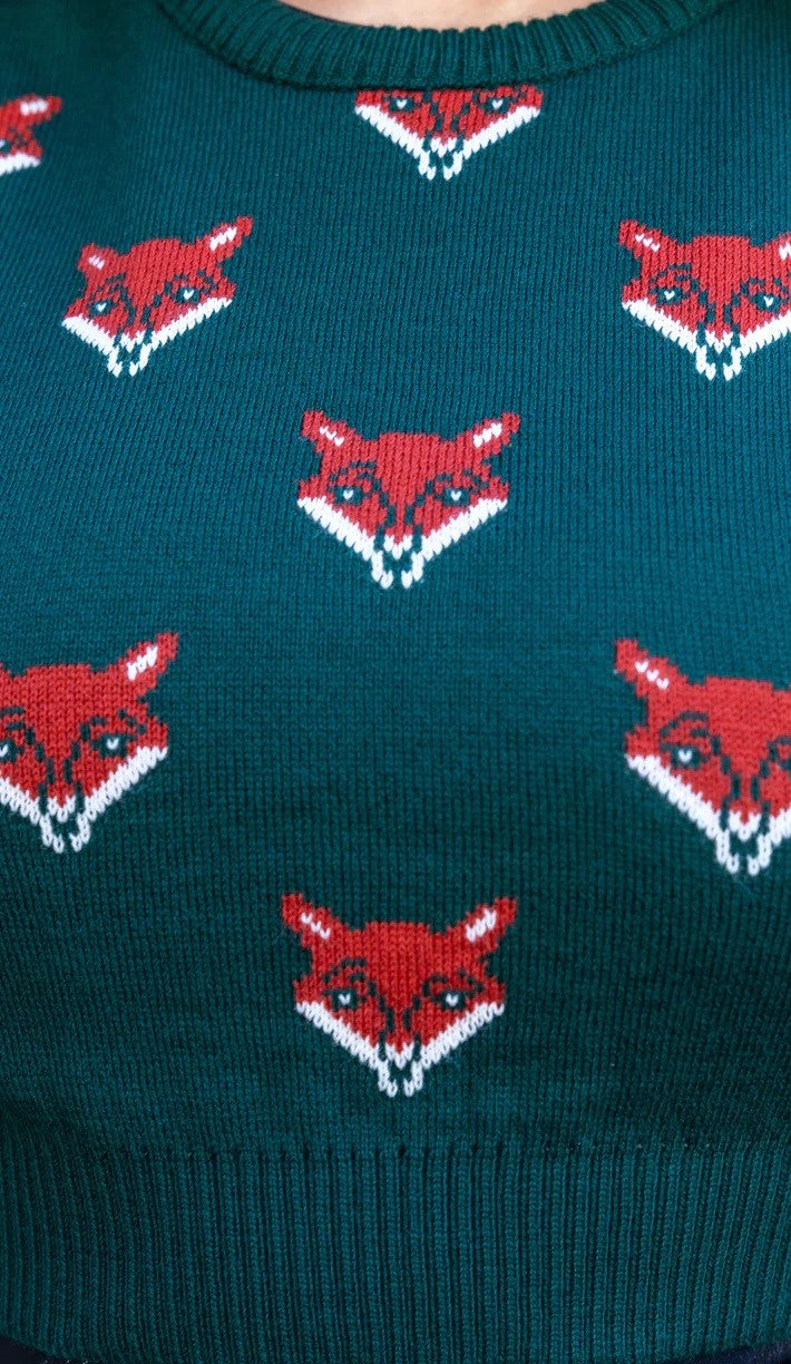 Green Fox Cropped Tank Top by Run and Fly