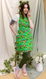 Frogs Print Dungaree Pinafore Dress by Run and Fly x The Mushroom Babes