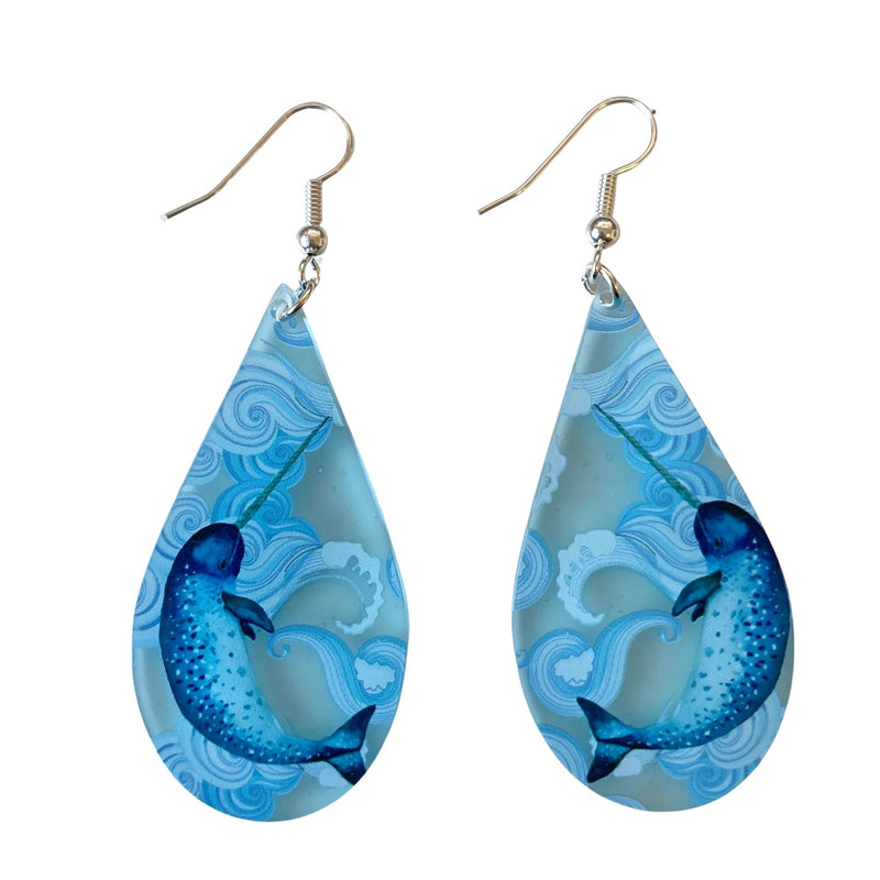 Frosted Acrylic Narwhal Earrings by Love Boutique - Minimum Mouse