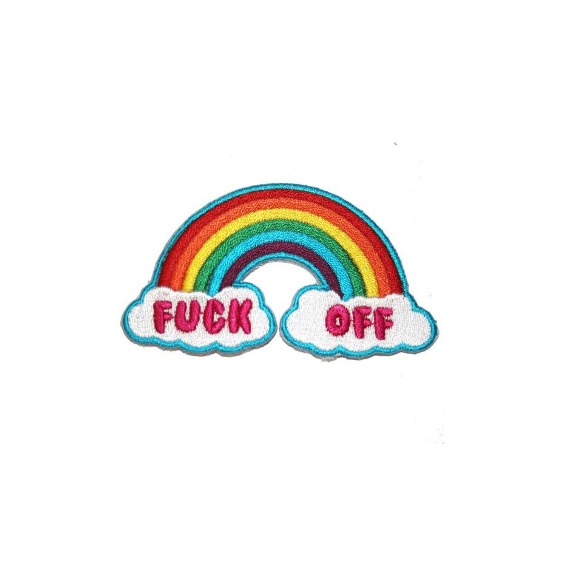 Fuck Off Rainbow Iron On Patch - Minimum Mouse