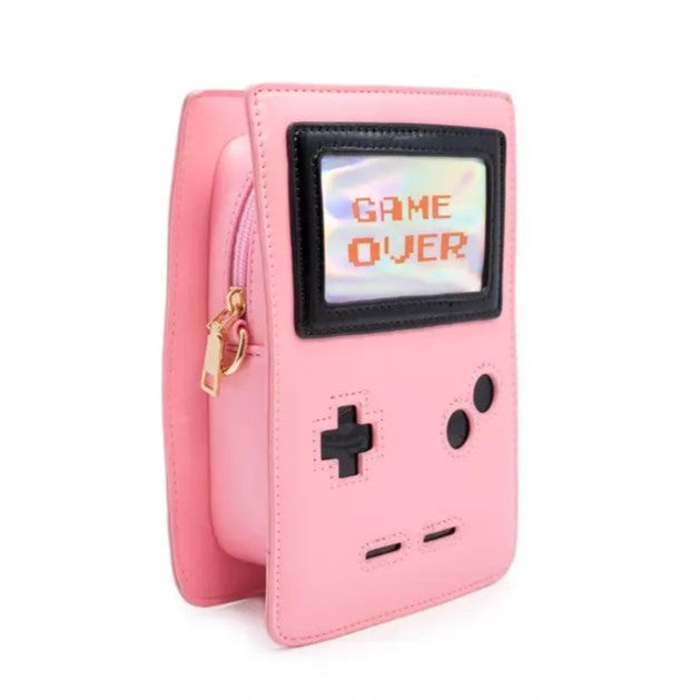 Game Over Retro 8 Bit Gamer Handbag in Pink