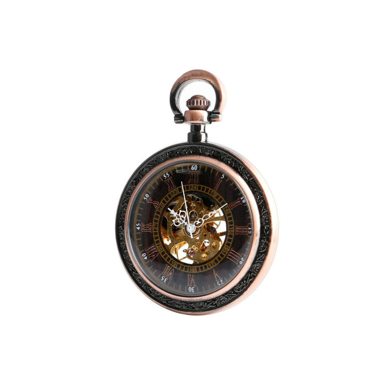 Glass Face Copper Mechanical Hand Wind Pocket Watch - Minimum Mouse