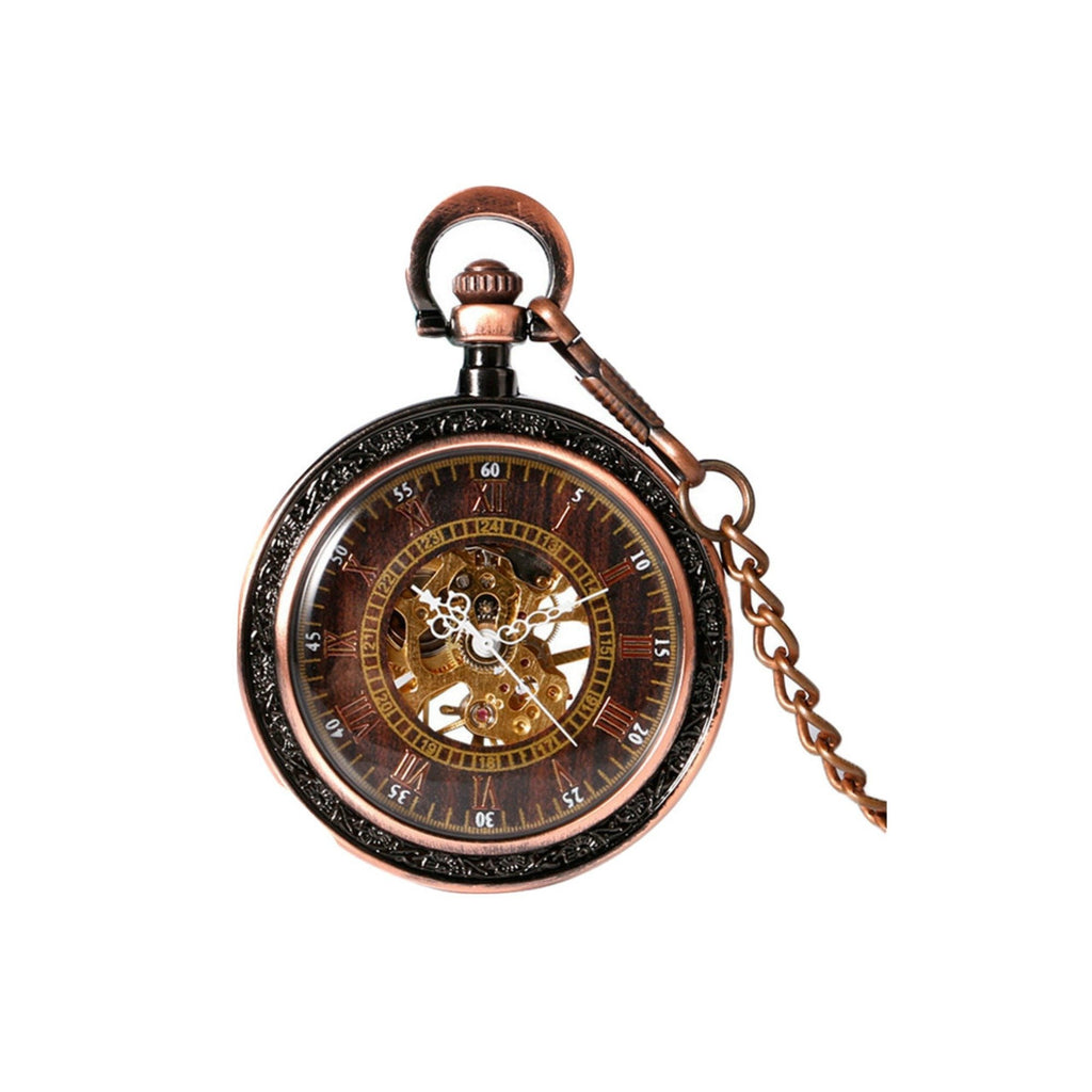 Glass Face Copper Mechanical Hand Wind Pocket Watch - Minimum Mouse