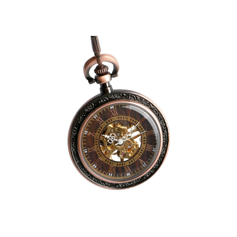 Glass Face Copper Mechanical Hand Wind Pocket Watch - Minimum Mouse