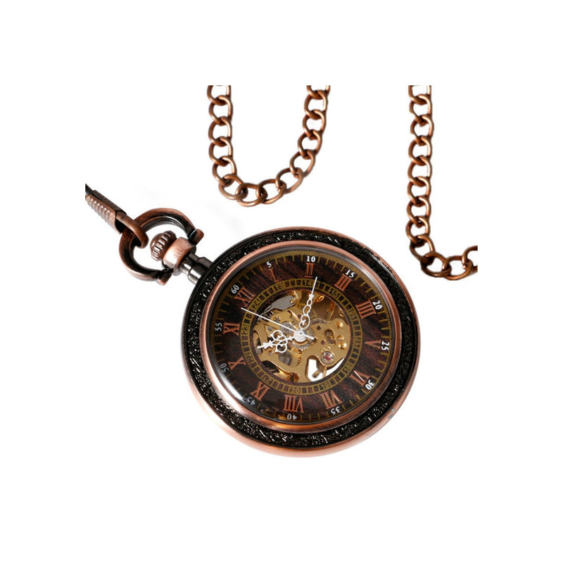 Glass Face Copper Mechanical Hand Wind Pocket Watch - Minimum Mouse