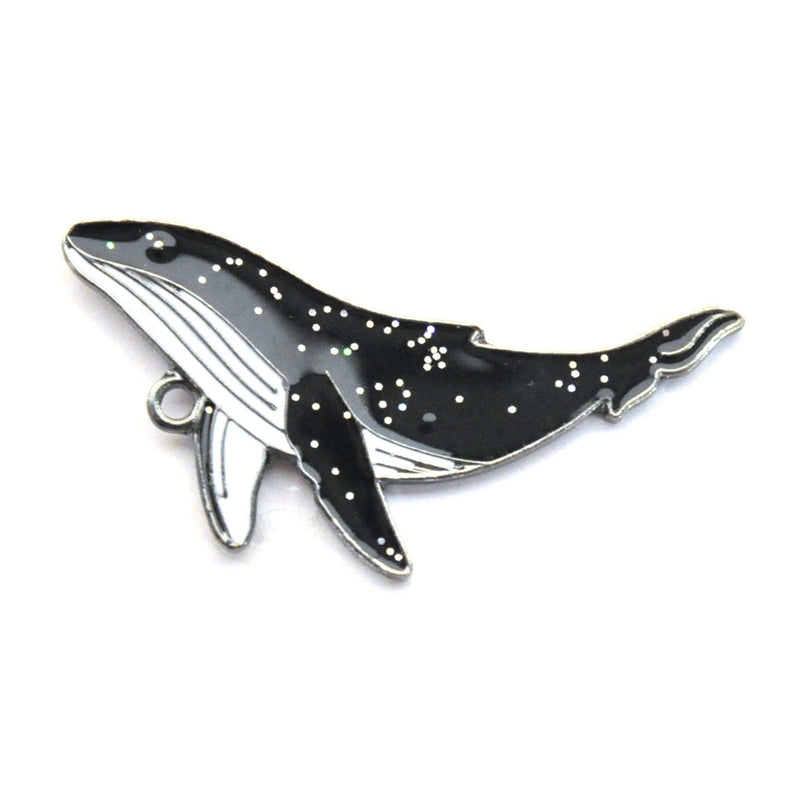 Glittery Blue Whale Enamel Lapel Pin Badge - Minimum Mouse