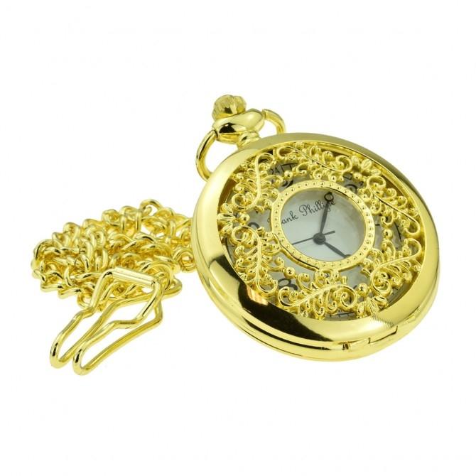 Gold Filigree Quartz Pocket Watch - Minimum Mouse