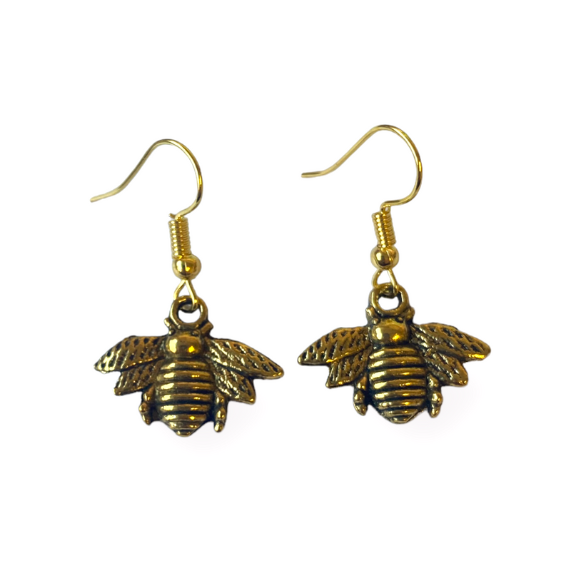 Antique Gold Bee Earrings