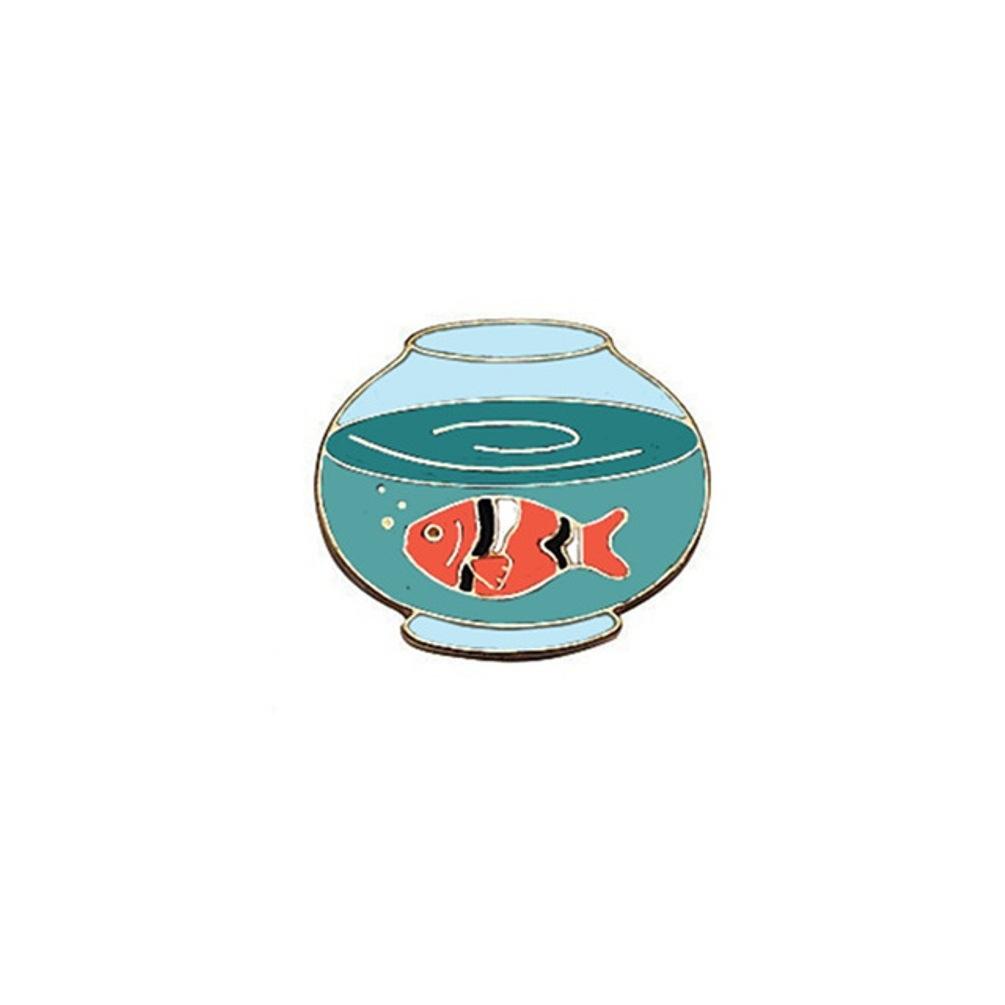 Goldfish Bowl Enamel Lapel Pin Badge - Minimum Mouse