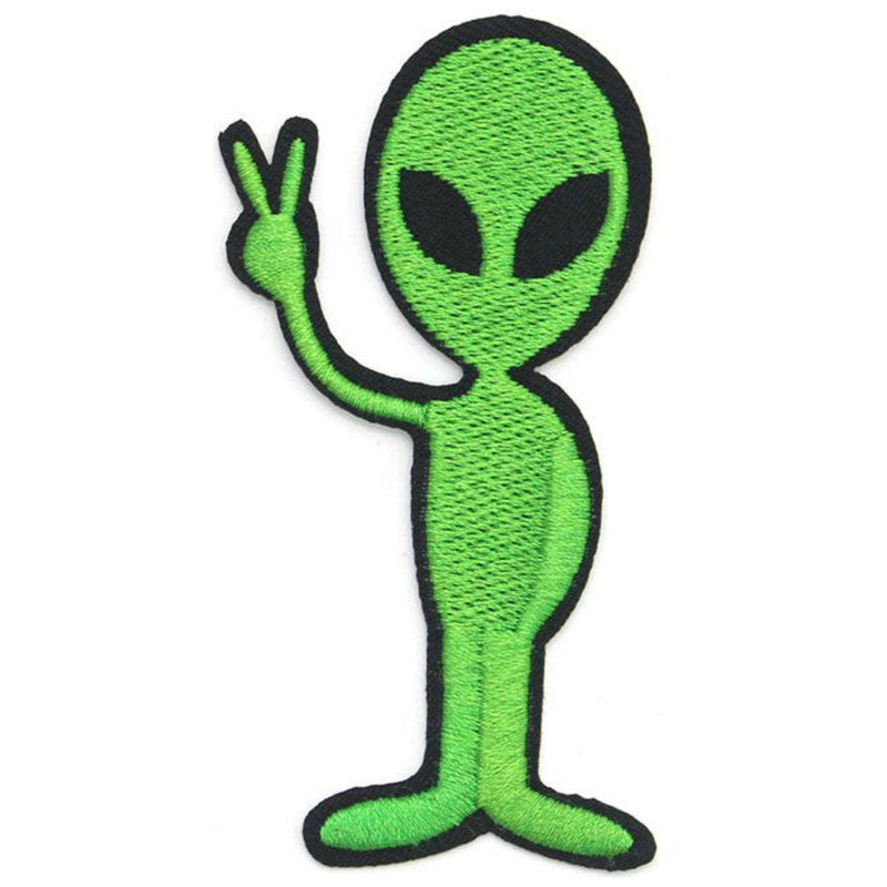 Green Alien Iron On Space Patch - Minimum Mouse