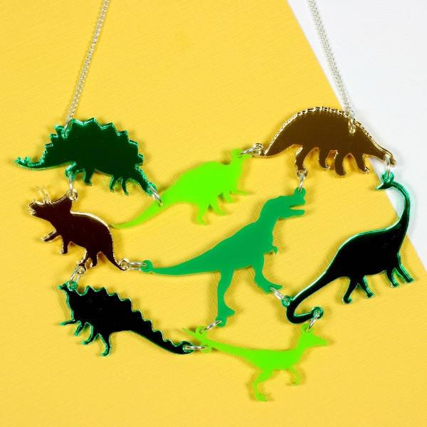 Green Dinosaur Gang Necklace by Punky Pins - Minimum Mouse