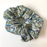 Green Ditsy Floral Scrunchie - Made From Vintage Fabric - Minimum Mouse