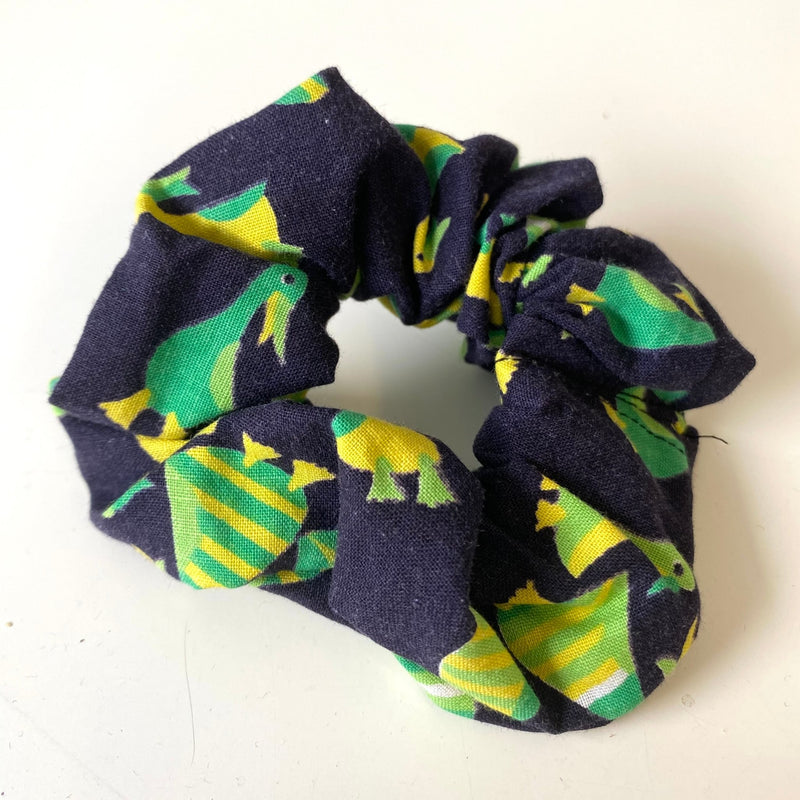 Green Ducks Scrunchie - Made From Vintage Fabric - Minimum Mouse