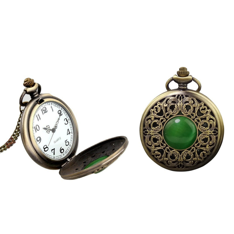 Green Gem Quartz Pocket Watch - Minimum Mouse