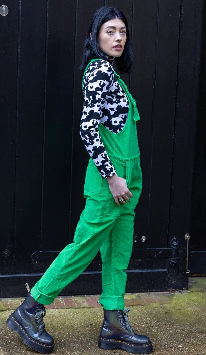 Green Stretch Corduroy Dungarees by Run and Fly