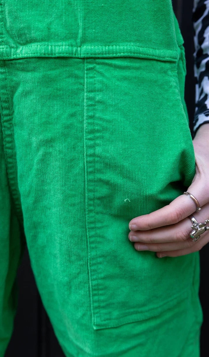 Green Stretch Corduroy Dungarees by Run and Fly