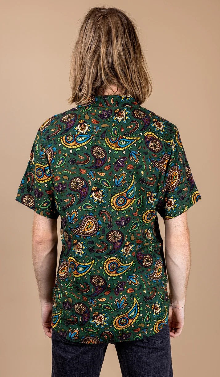 Green Paisley Print Shirt by Run and Fly