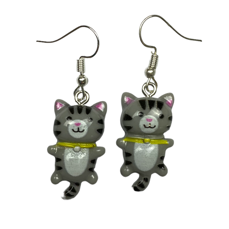 Cute Grey Cat Earrings