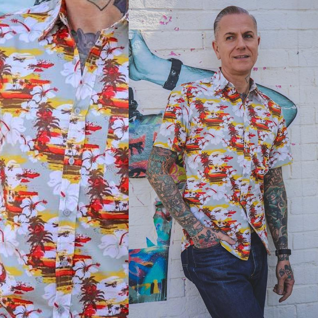 Hawaiian Sunset Print Shirt by Run and Fly - Minimum Mouse