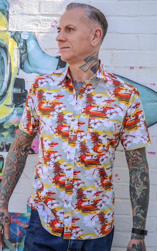 Hawaiian Sunset Print Shirt by Run and Fly - Minimum Mouse