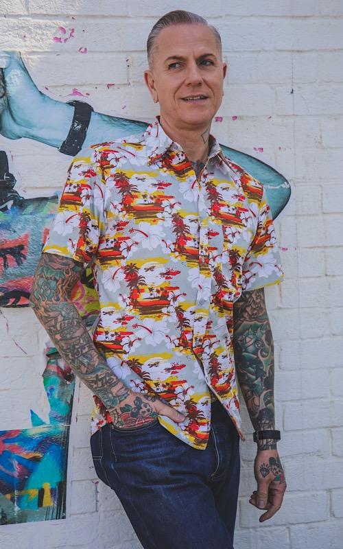 Hawaiian Sunset Print Shirt by Run and Fly - Minimum Mouse