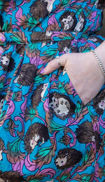 Hedgehog Print Cotton Tea Dress with Pockets by Run and Fly