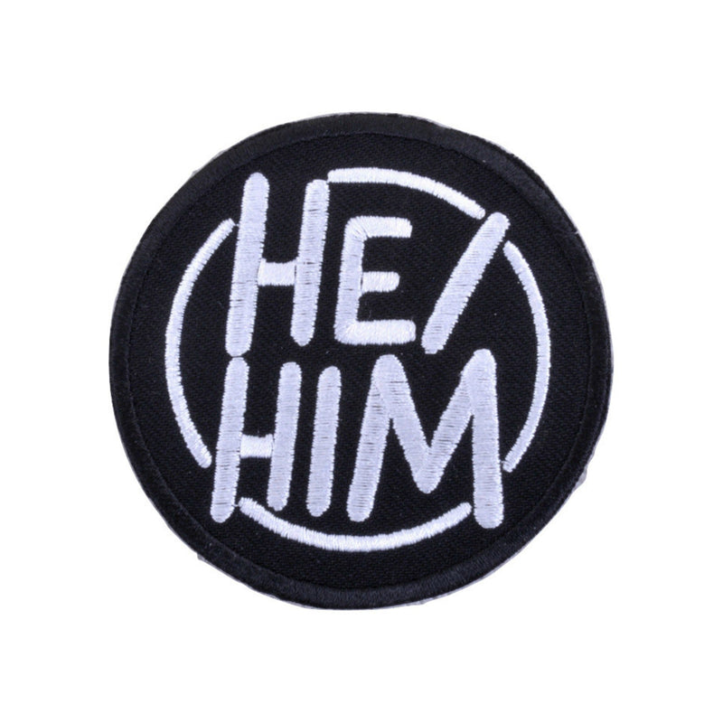 He/Him Iron On Patch - Minimum Mouse