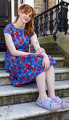 Hummingbird Print Cotton Tea Dress with Pockets by Run and Fly