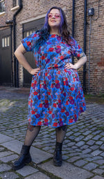 Hummingbird Print Cotton Tea Dress with Pockets by Run and Fly