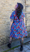 Hummingbird Print Cotton Tea Dress with Pockets by Run and Fly