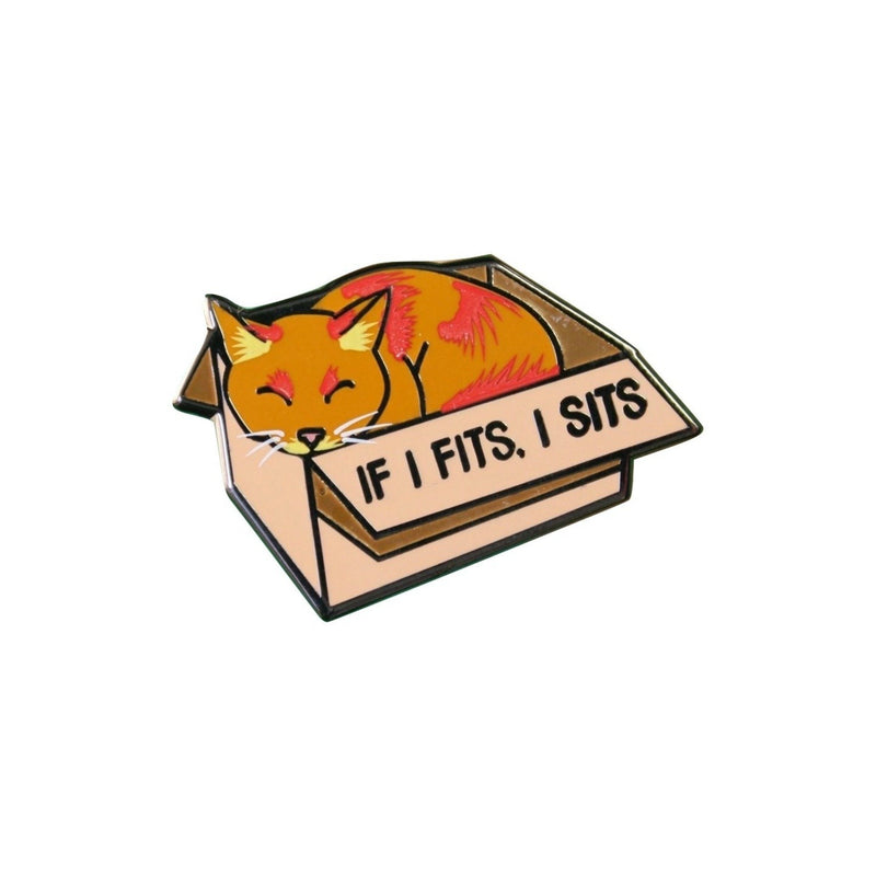 If I Fits I Sits Cat Lapel Pin Badge - Minimum Mouse
