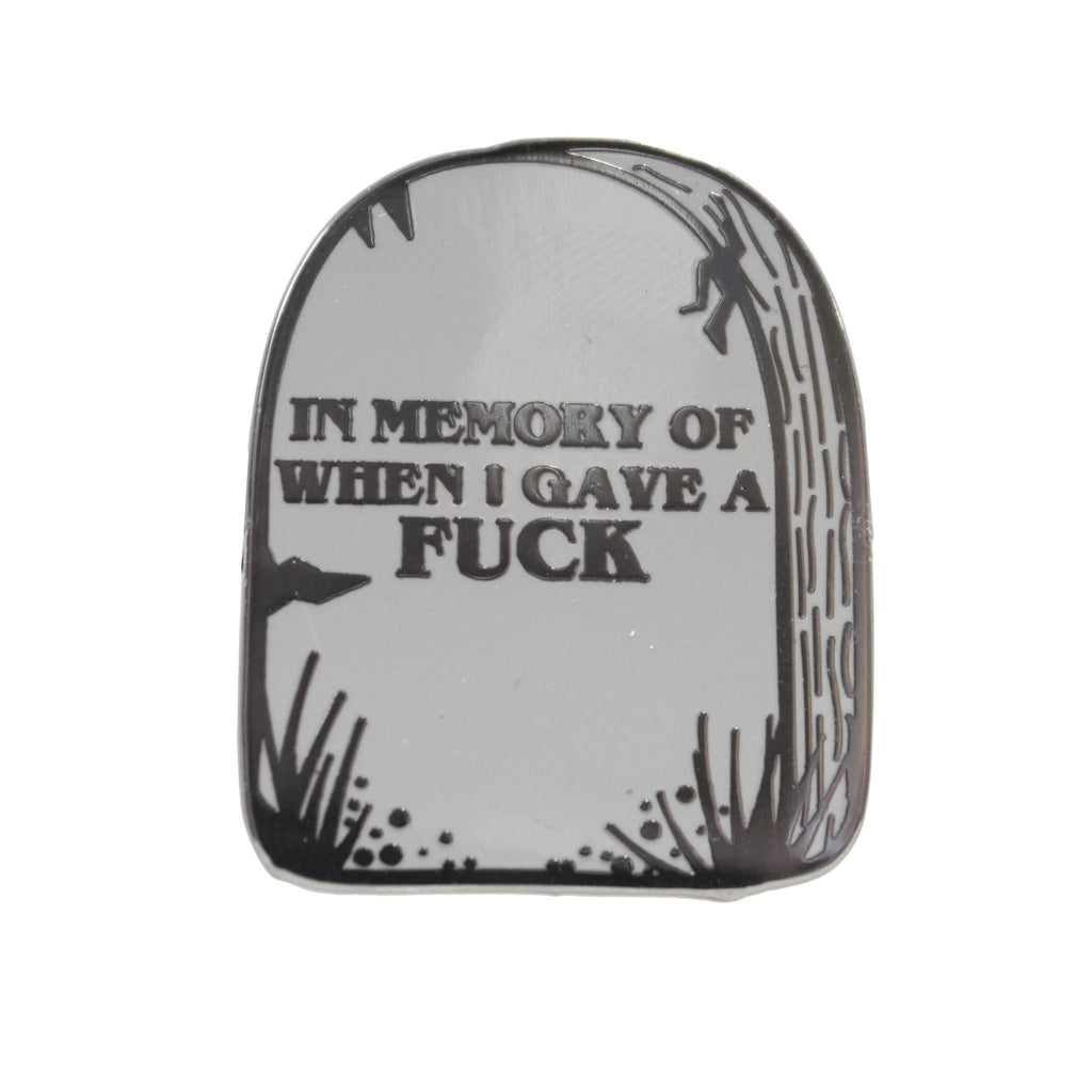 In Memory Of When I Gave A Fuck Tombstone Enamel Lapel Pin Badge - Minimum Mouse