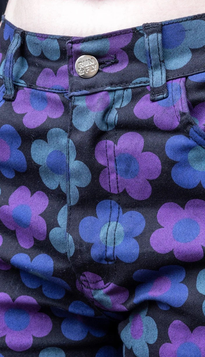 Black Flower Power Jeans by Run and Fly