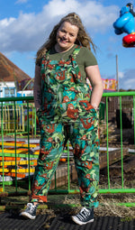 Orangutan Print Stretch Twill Dungarees by Run and Fly