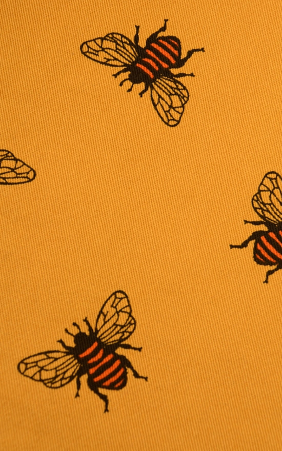 Gold Bee Print Dungarees in Twill Cotton by Run and Fly