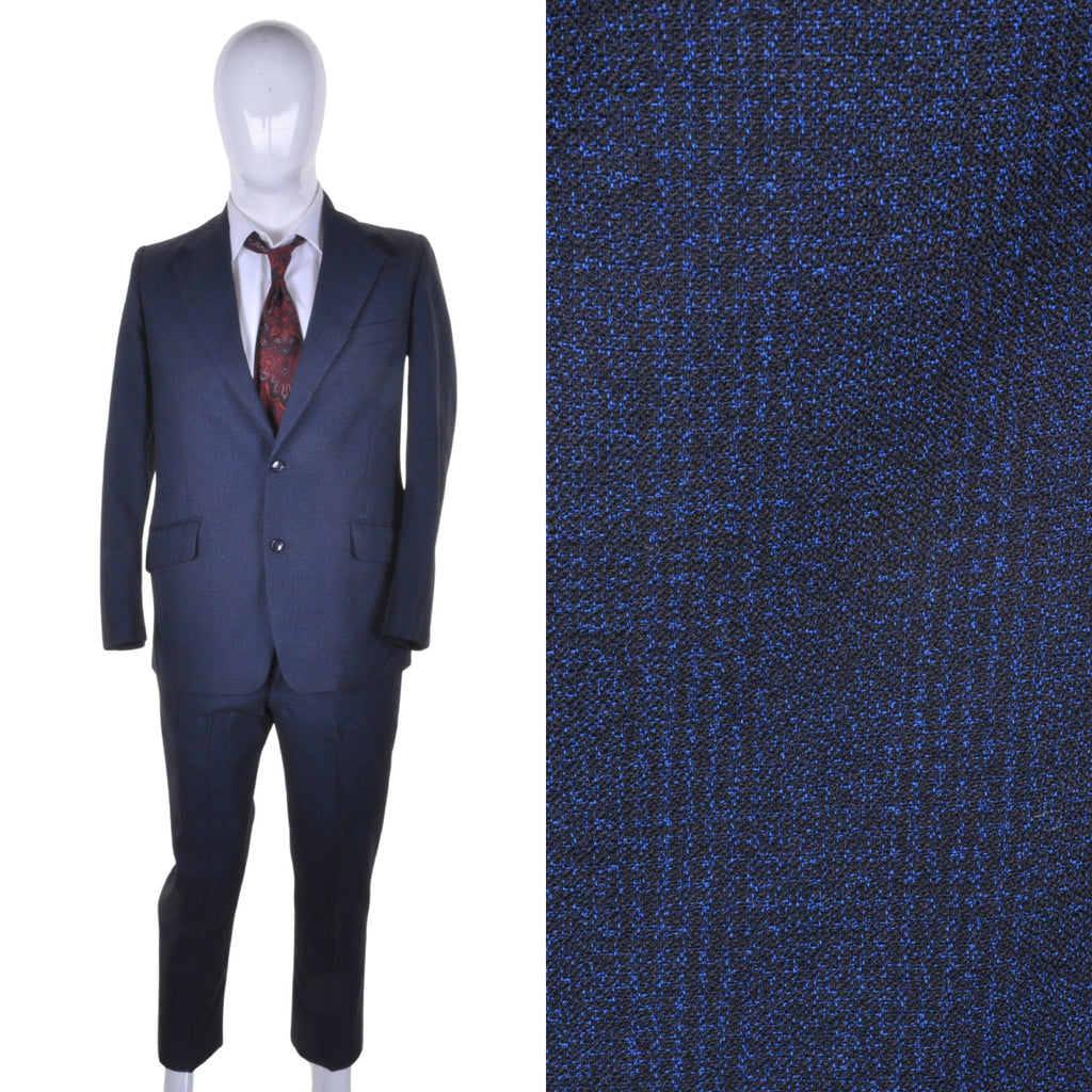 John Collier Dark Blue Tweed Check Suit 38R - Minimum Mouse