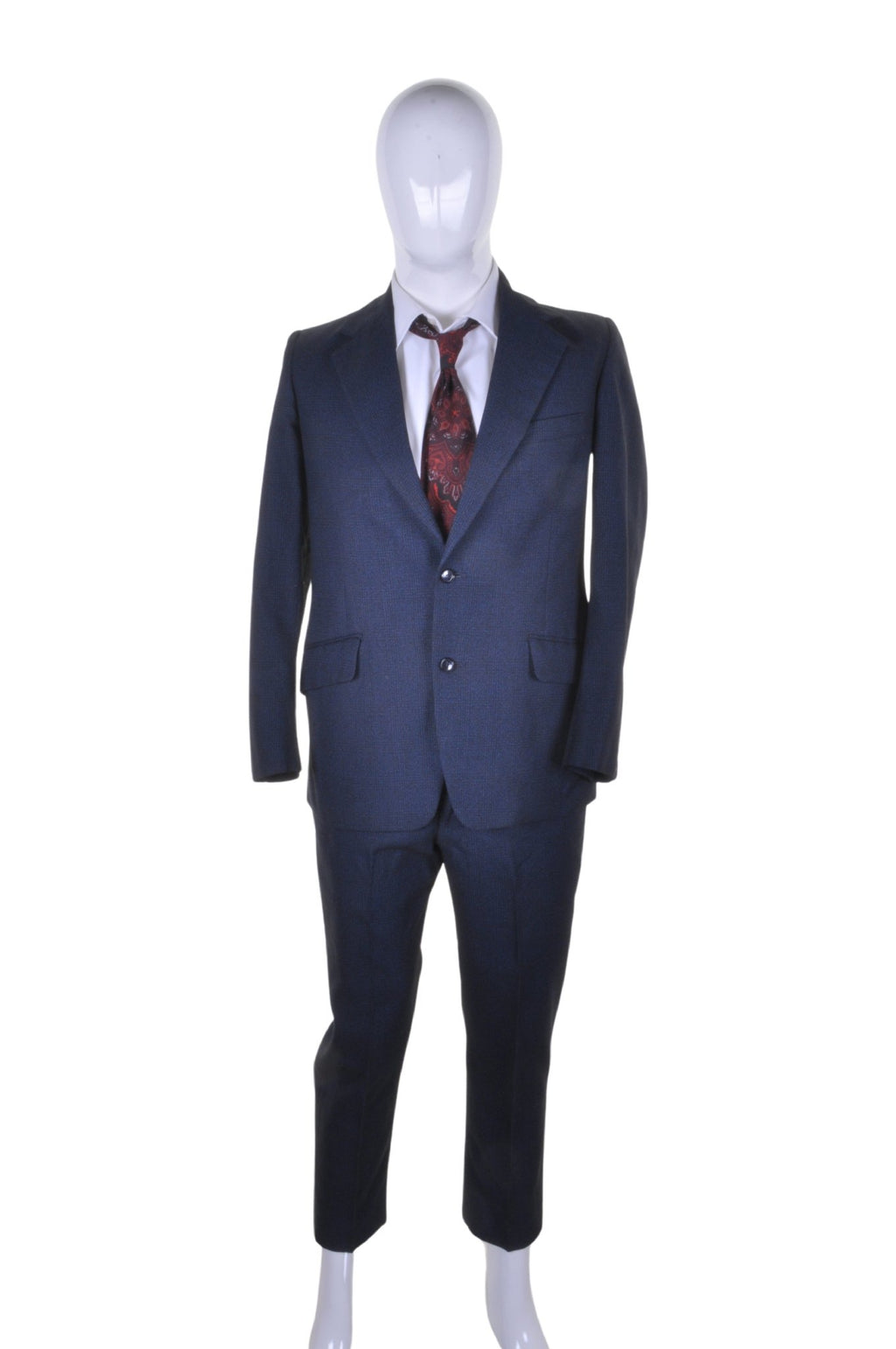 John Collier Dark Blue Tweed Check Suit 38R - Minimum Mouse