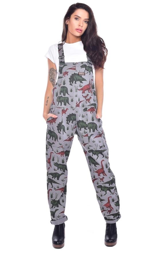 Jurassic Adventure Cotton Twill Dinosaur Dungarees by Run and Fly - Minimum Mouse