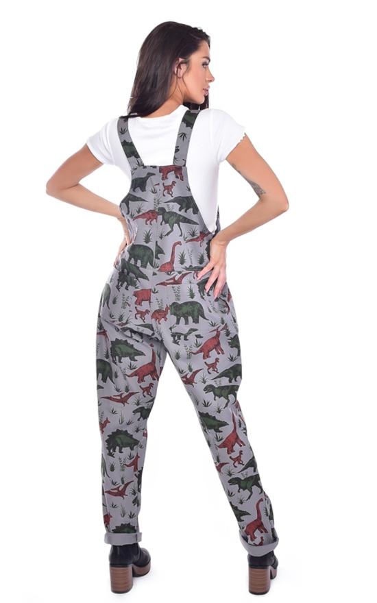 Jurassic Adventure Cotton Twill Dinosaur Dungarees by Run and Fly - Minimum Mouse