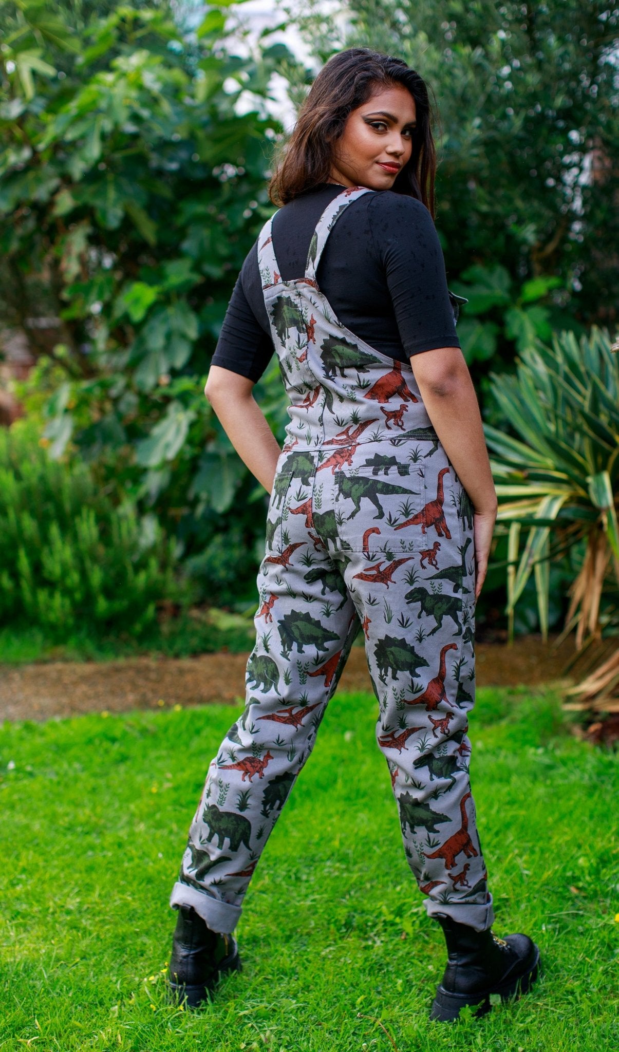 Jurassic Adventure Cotton Twill Dinosaur Dungarees by Run and Fly - Minimum Mouse