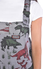 Jurassic Adventure Cotton Twill Dinosaur Dungarees by Run and Fly - Minimum Mouse