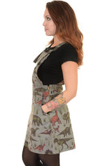 Jurassic Adventure Dinosaur Cord Dungaree Pinafore Dress by Run and Fly - Minimum Mouse