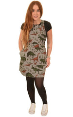 Jurassic Adventure Dinosaur Cotton Dungaree Pinafore Dress by Run and Fly - Minimum Mouse