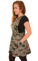 Jurassic Adventure Dinosaur Cotton Dungaree Pinafore Dress by Run and Fly - Minimum Mouse