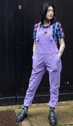 Lavender Stretch Corduroy Dungarees by Run and Fly