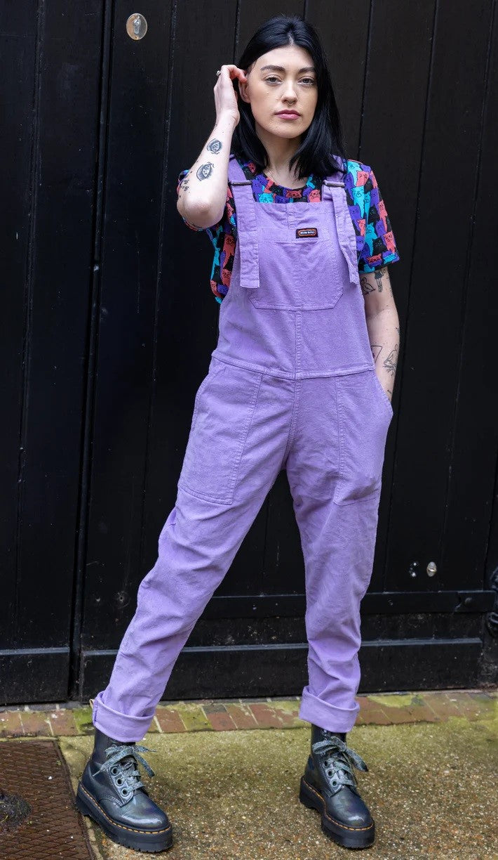 Lavender Stretch Corduroy Dungarees by Run and Fly